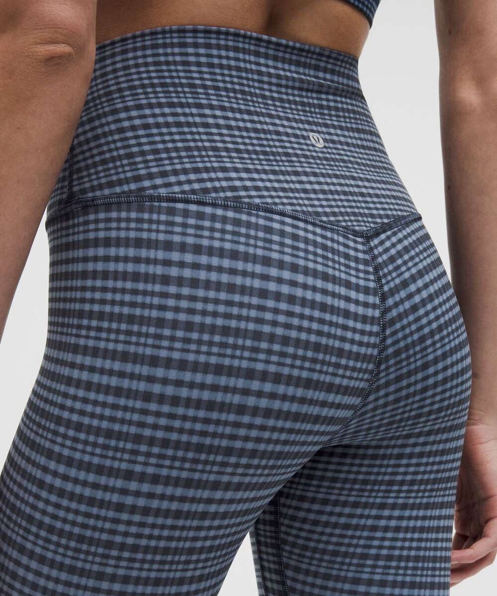 Lululemon Align High-Rise Crop 17" Sz 14 Glow Grid Washed Denim Blue Multi